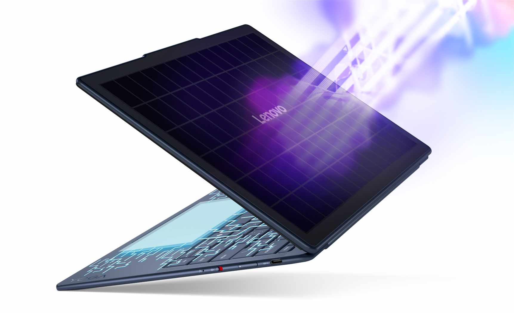 KI-Display mit NPU und Konzept eines solarbetriebenen Notebooks